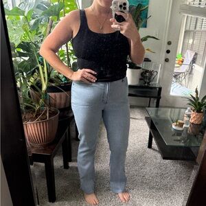 Diane Gilman Navy Striped Straight Leg Jeans 12T